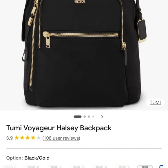 TUMI Black Backpack with Tan Details - Picture 7 of 8